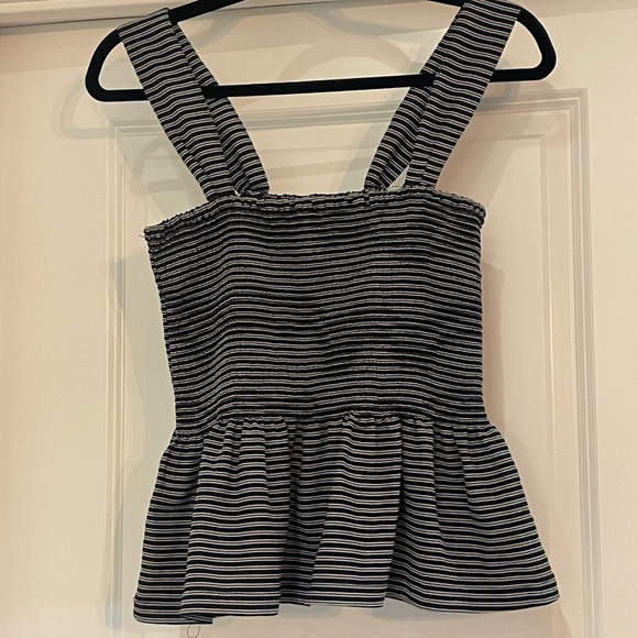 Madewell Tops - Madewell Black and White Fitted Peplum Tank Top
